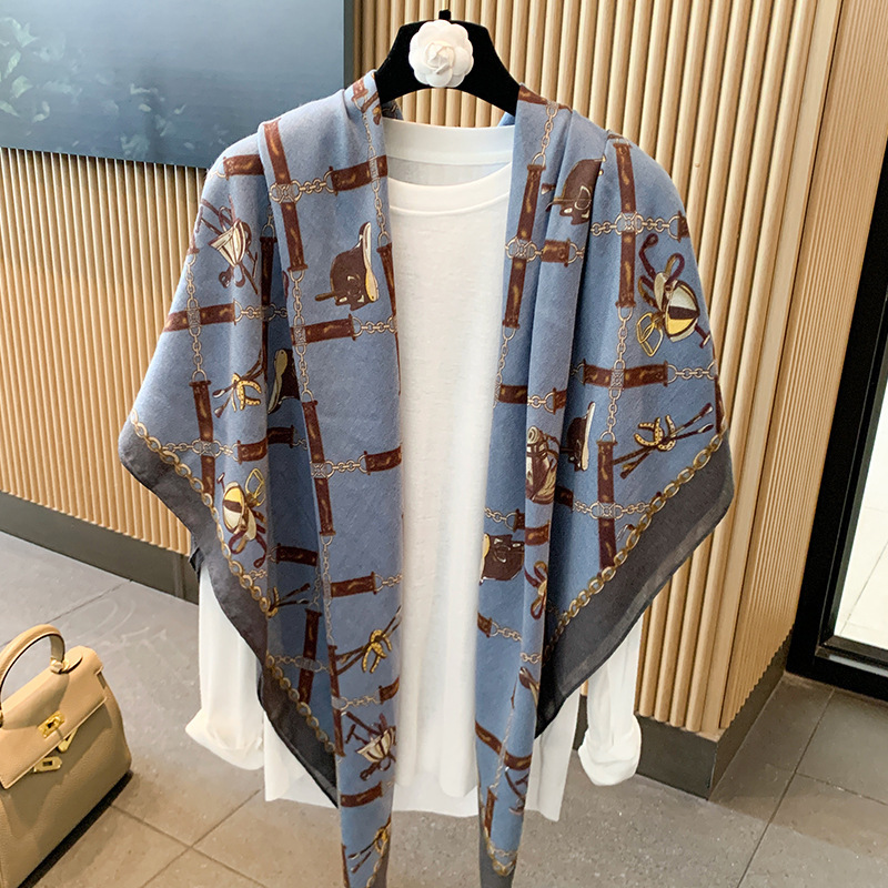 130cm cotton-linen large square scarf for women, summer air-conditioned room outer layer large shawl, spring and autumn thin new sunscreen scarf