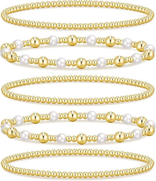 Pearl CC Bead Bracelet Multi-Layer Stacking Gold Bead Chain Women's Bracelet
