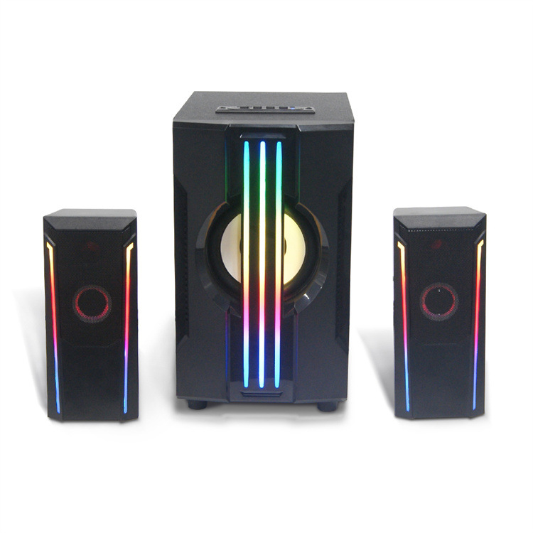 Custom-designed Wooden Computer Speakers: High-Powered Home Speakers with Bluetooth 2.1 and RGB Lighting—Hybrid Home and Gaming Speakers