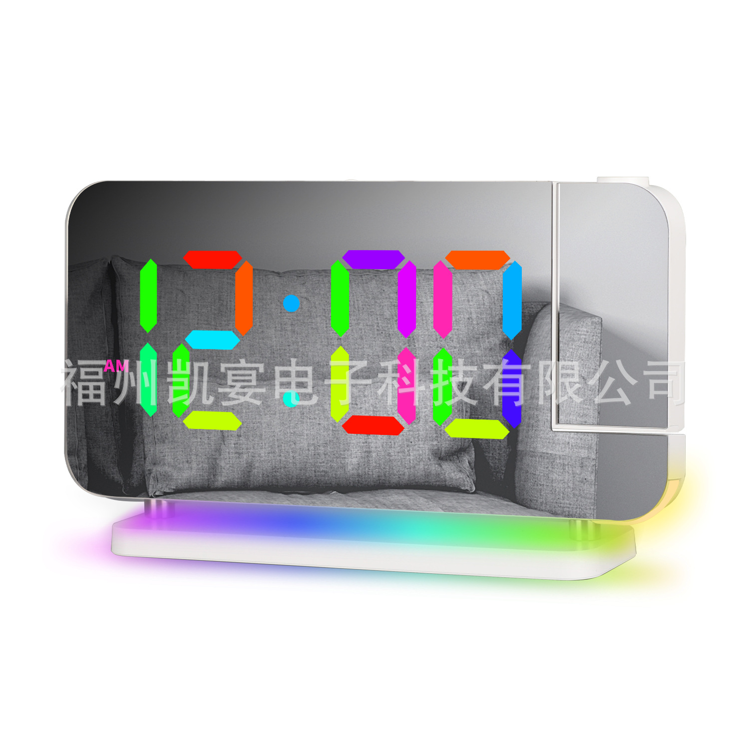 New RGB Colorful LED Electronic Clock Color Changing Night Light Atmosphere Light Home Desktop Projection Alarm Clock