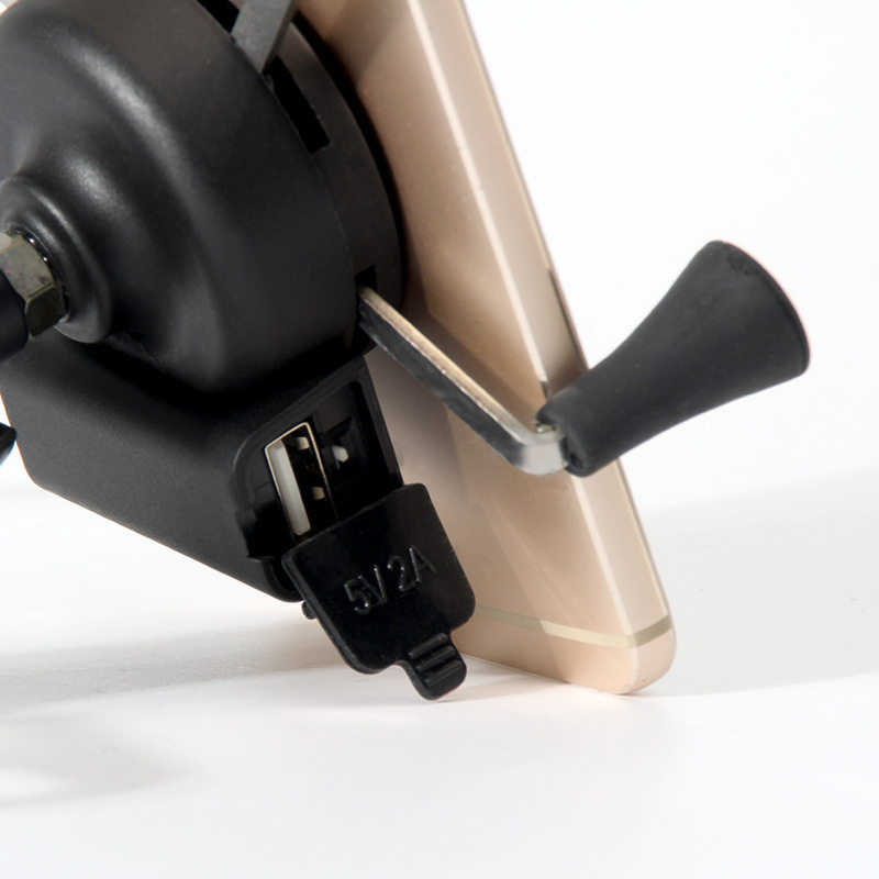 Motorcycle phone mount rechargeable aluminum alloy phone mount with USB charging mount