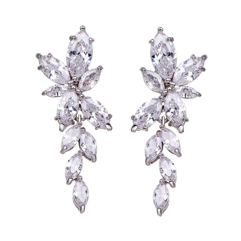 Peridot women's flower zirconia earrings