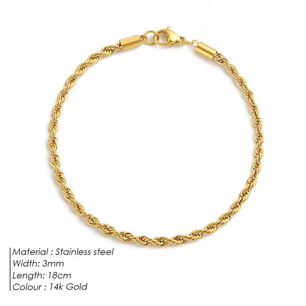 eManco New Twist Chain Bracelet Women Hip Hop Punk Gold Stainless Steel Bracelet Gold Plated Hand Jewelry Accessories