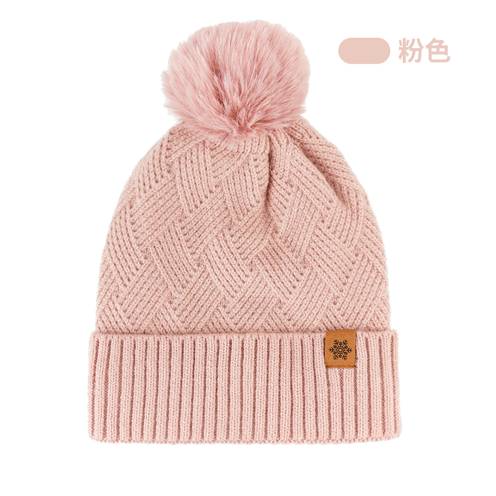 Knitted hat, scarf, and gloves three-piece set for women, outdoor warm double-layer wool knitted hat for cold protection