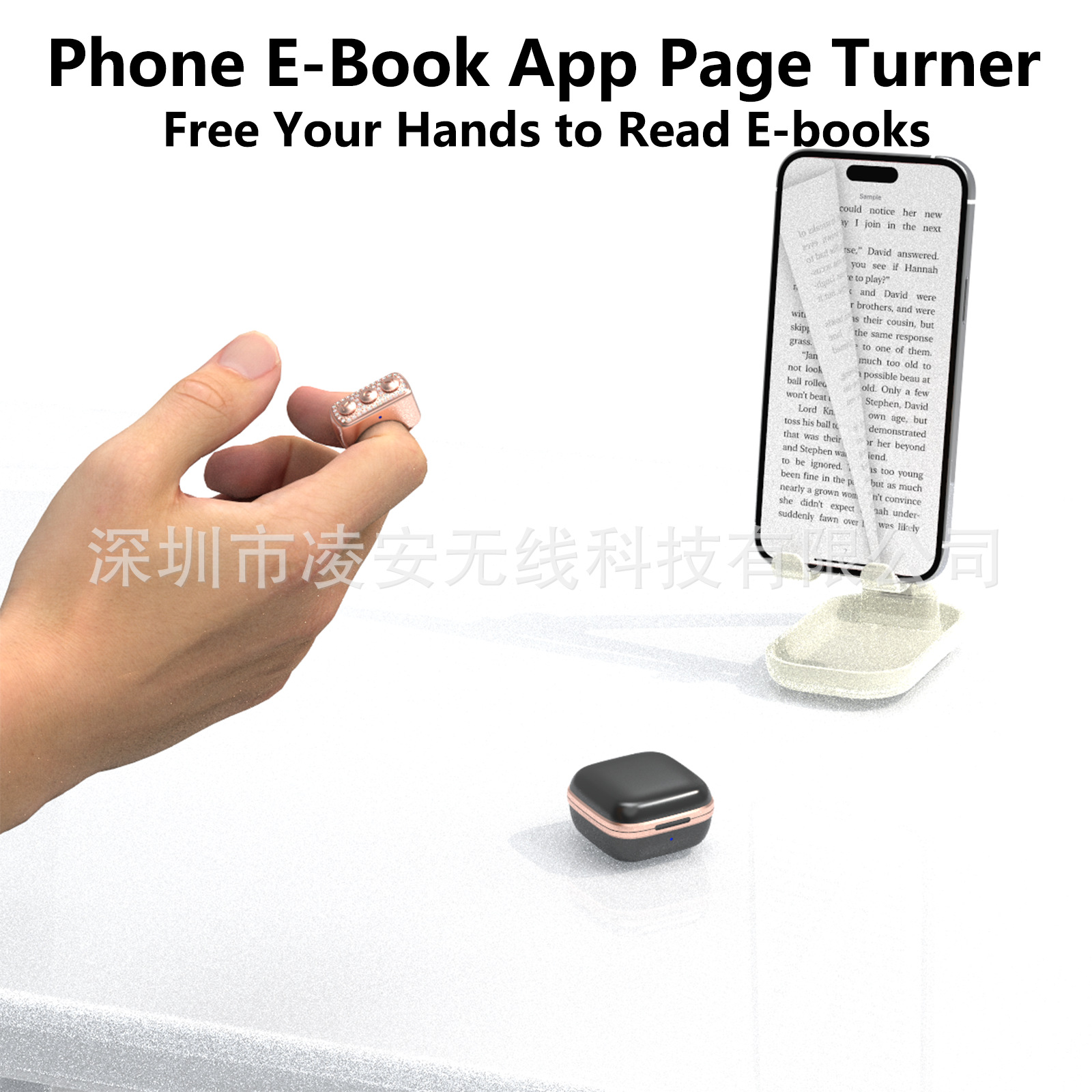 TikTok phone Bluetooth video page turner photo video remote control smart diamond inlaid ring finger ring