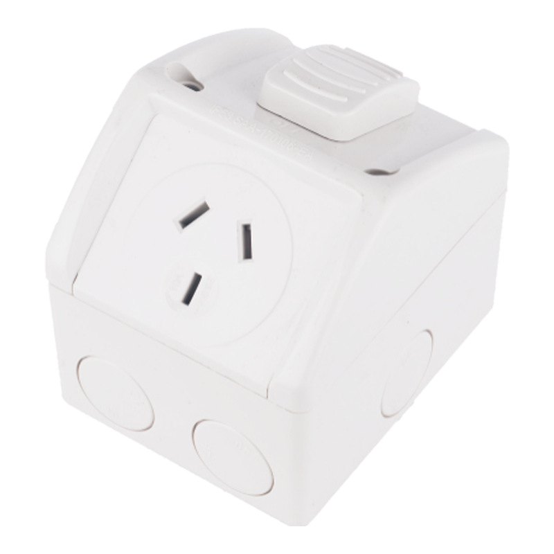 IP53 two-gang surface-mounted Australian 10A 15A power socket Australia SAA certified double socket with independent switch