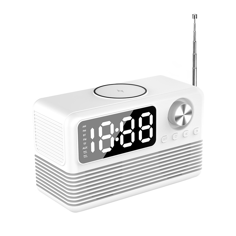 Bluetooth speaker 15W wireless charging clock LED audio new hotel supplies wireless charging Bluetooth speaker
