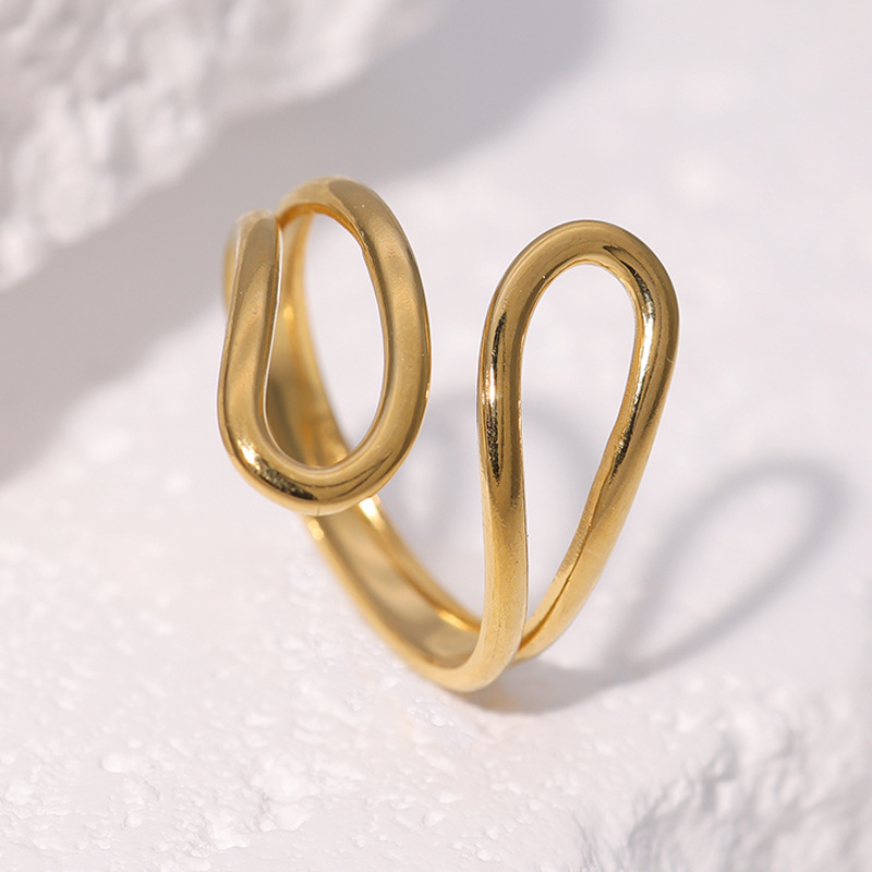 Stainless steel ring women simple style niche line open ring titanium steel ring hand jewelry