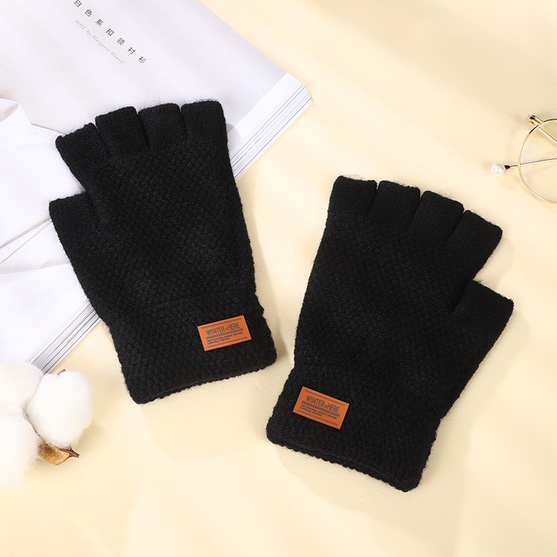 New Product Warm Half-Finger Gloves Writing Flexible Convenient Warm Thickened Anti-Cold Imitation Cashmere Unisex Gloves