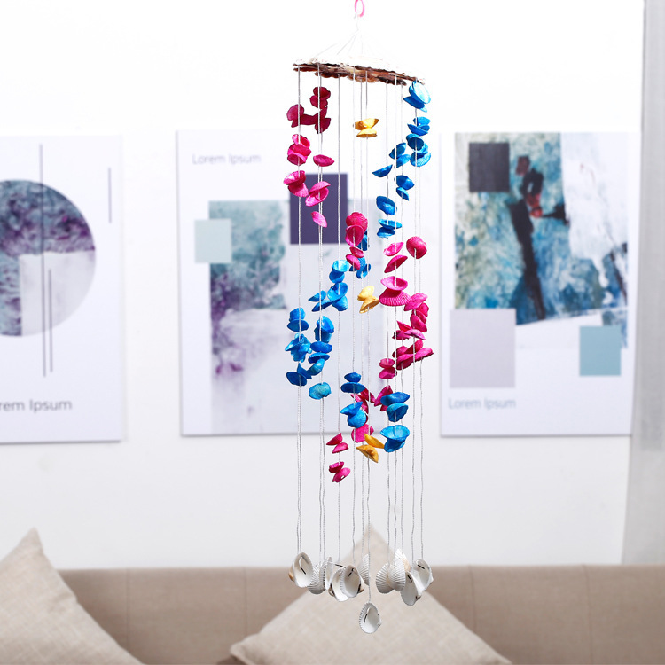 Colorful Shell Exquisite Japanese Style 19-Piece Double Dragon White Color Wind Chime V2623 Decoration Store