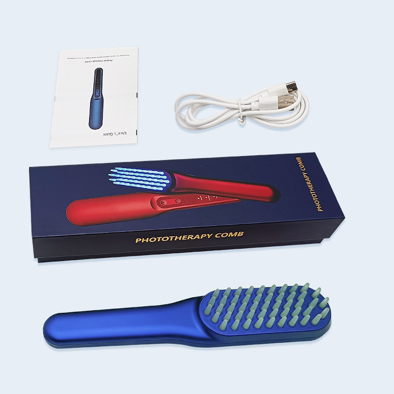 Electric Massage Comb Red and Blue Light Vibrating Hair Styling Comb Head Massager Scalp Care Hair Growth Comb Custom