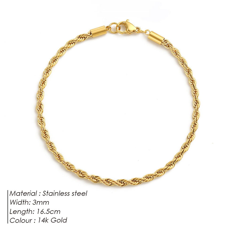 eManco New Twist Chain Bracelet Women Hip Hop Punk Gold Stainless Steel Bracelet Gold Plated Hand Jewelry Accessories