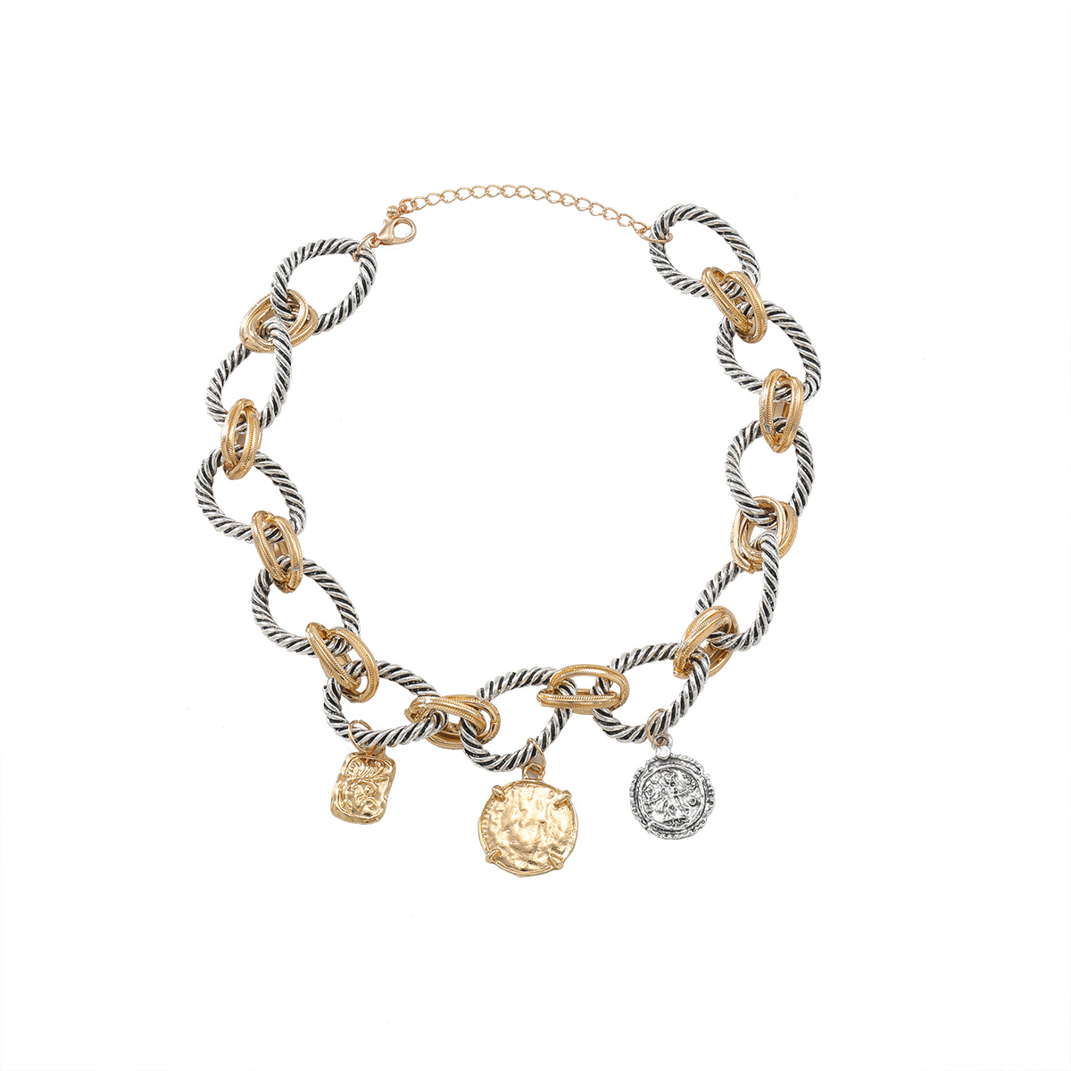 ZA exaggerated chain multi-layer coin necklace bohemian summer vacation style