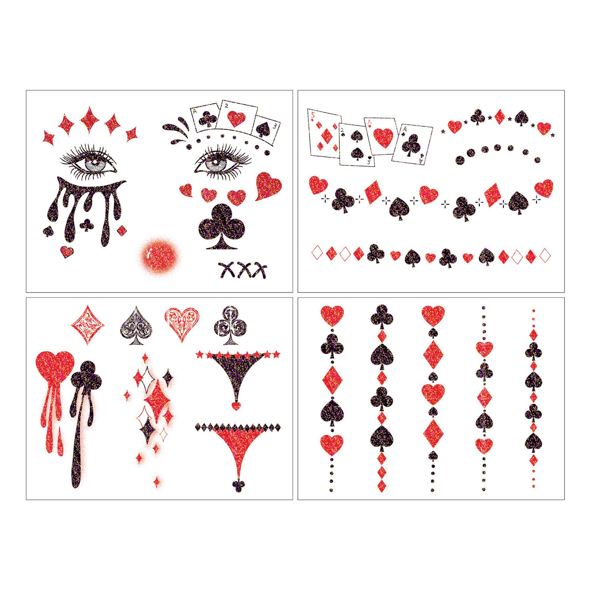 New Product Glitter Clown Face Sticker Halloween Tattoo Sticker Poker Party Temporary Tattoo Sticker Paper