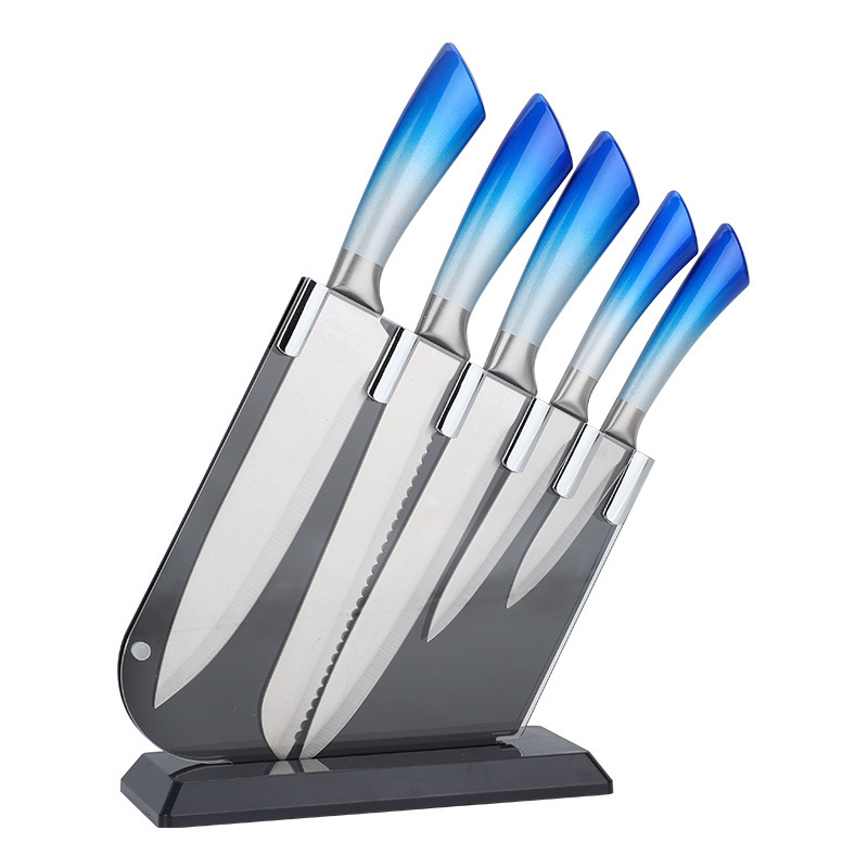 Kitchen knife set household acrylic knife holder knife set five-piece kitchen knife bread knife combination gift set