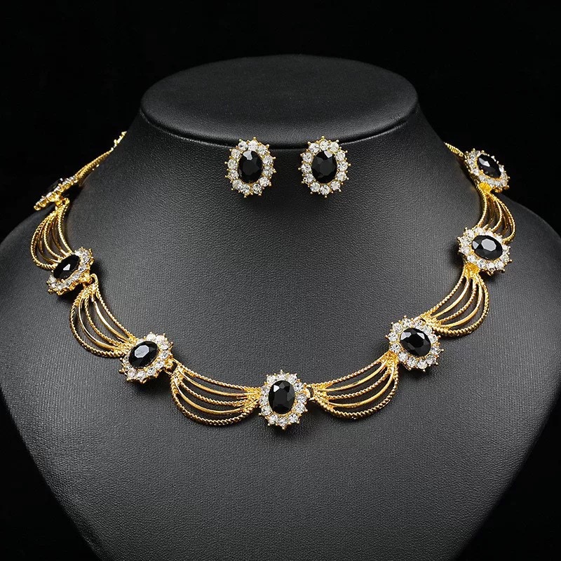 Exquisite super shiny crystal necklace earring set bride accessories wedding dress evening dress accessories banquet ear accessories