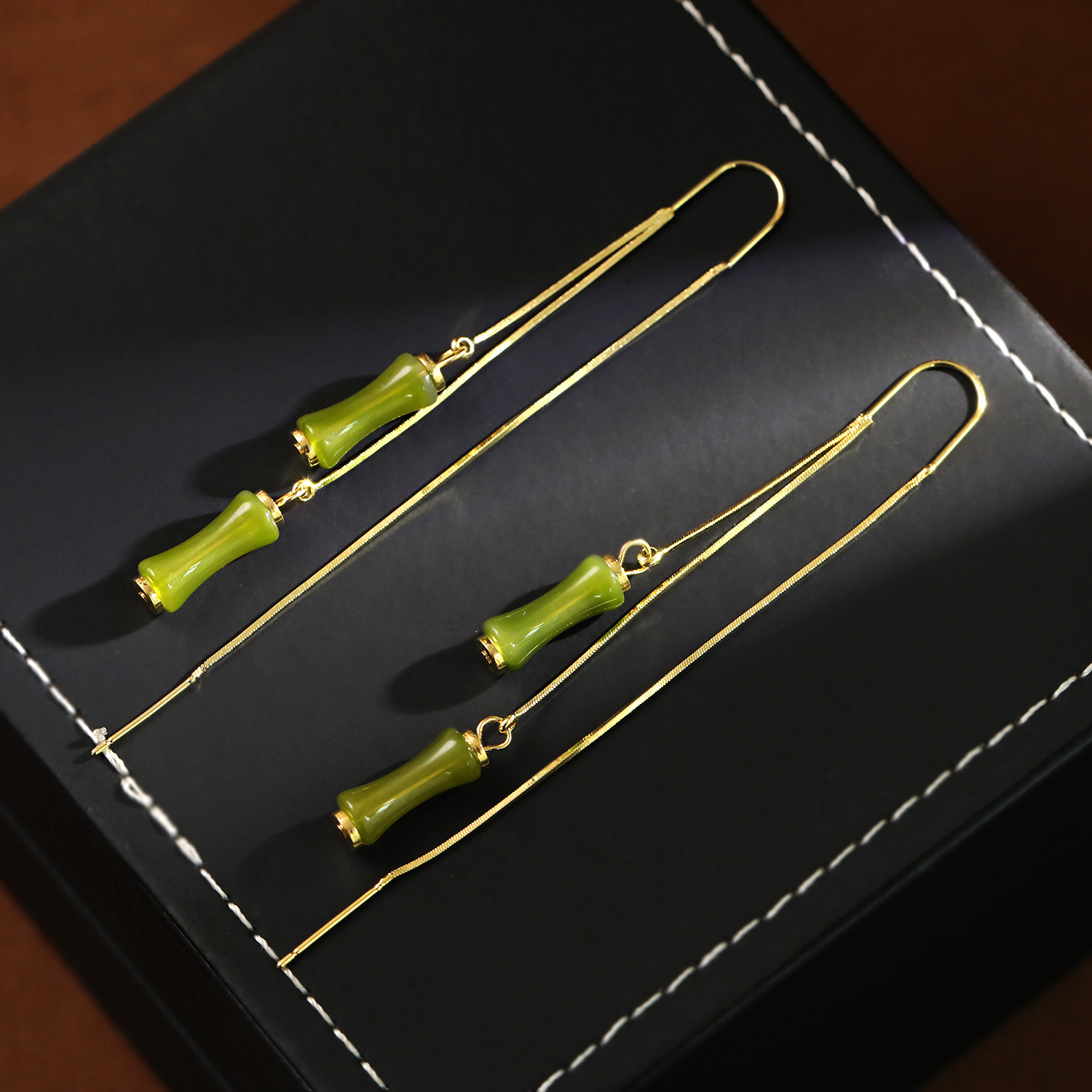 Rich Bamboo Tassel Earrings Chinese Style Classical Emerald Green Ethereal Ear Drops 2026 New Ear Accessories