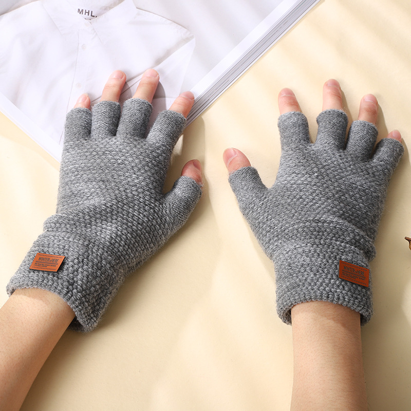 New Product Warm Half-Finger Gloves Writing Flexible Convenient Warm Thickened Anti-Cold Imitation Cashmere Unisex Gloves
