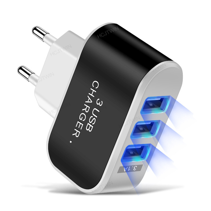 3USB Candy Charger LED Glowing Phone Charger Smart Multi-Port USB Travel Charger