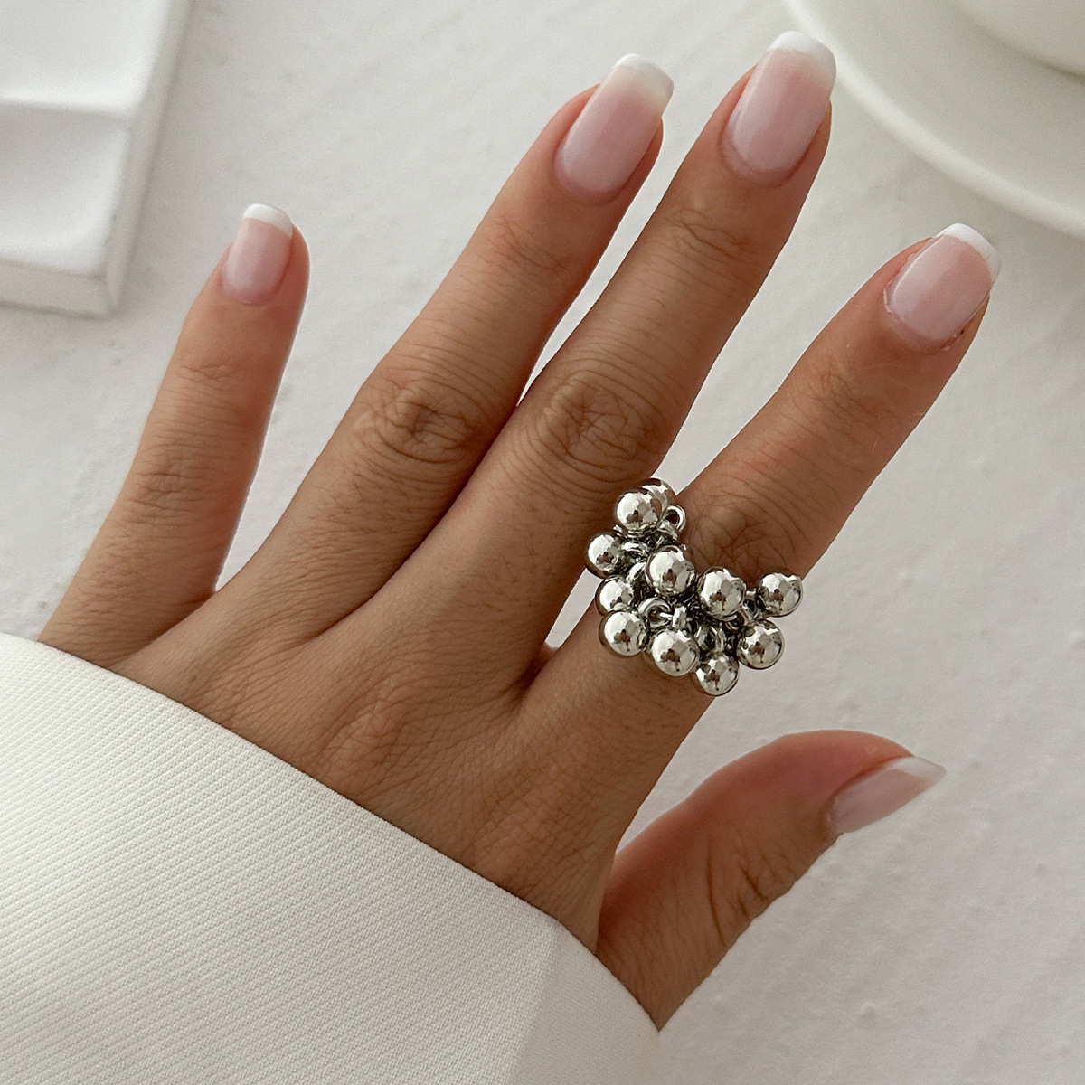 Jewelry irregular hollow wrapped jewelry faux pearl ring niche alloy open