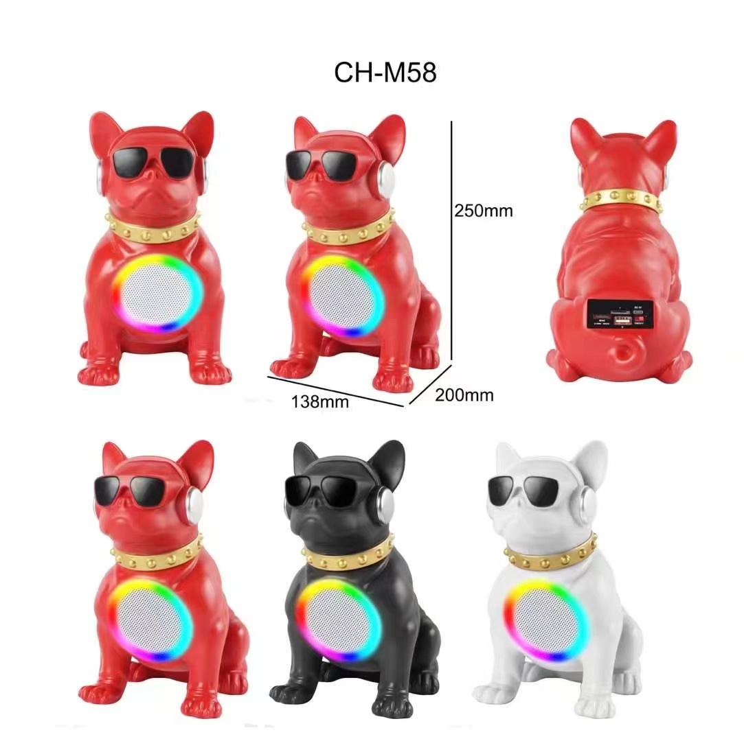 New Cartoon Bluetooth Speaker Portable Wireless Bulldog Large Speaker Desktop Ornament Card Bass Radio