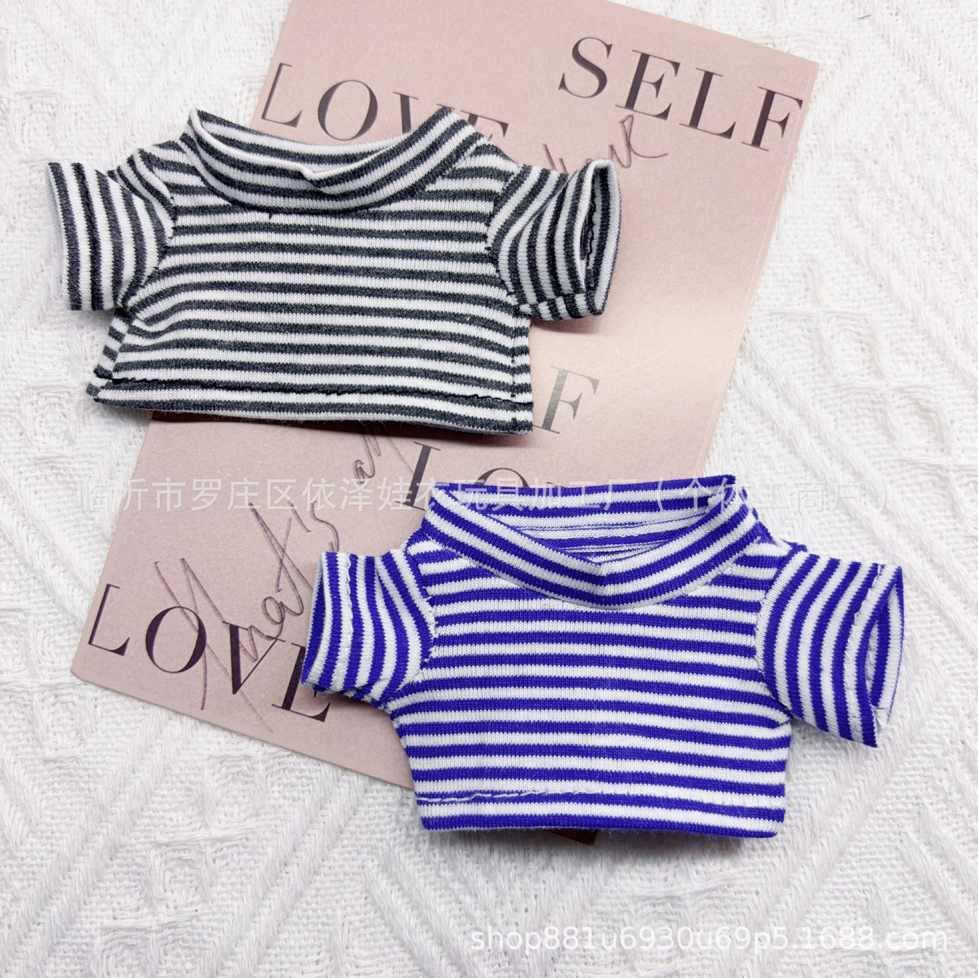 Striped T-shirt Doll Clothes 14cm Gate Dog Clothes Top Plush Toy Doll Plush Accessories Short Sleeve