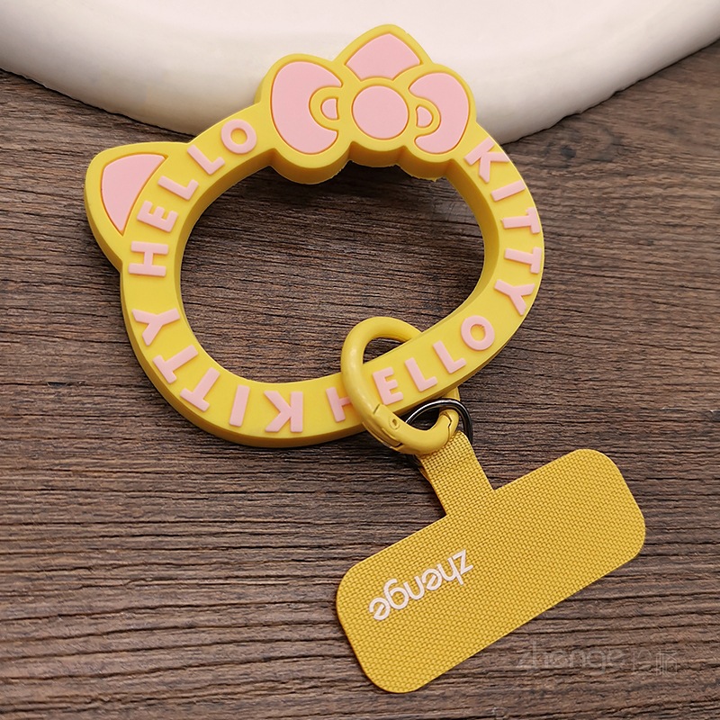 Cute cat ring pendant cartoon round ring phone strap gasket thin clip piece phone chain hanging piece not top shell does not affect