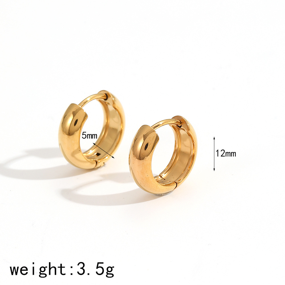 Titanium steel ear buckle 18k gold u-shaped small simple ear stud earrings