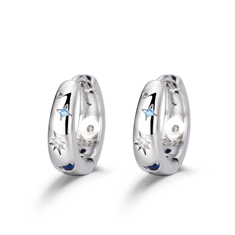 Sensory earrings star pattern shiny zircon inlaid hoop earrings elegant luxury style women