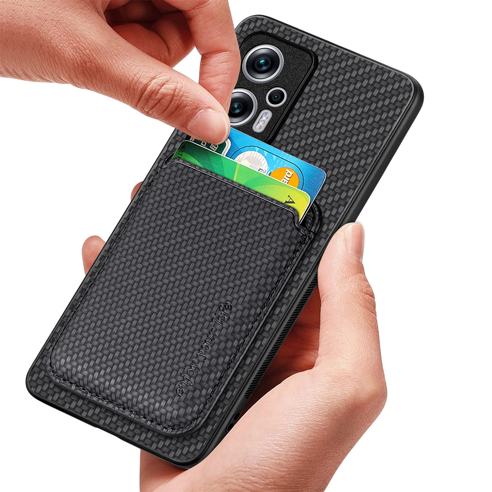 For Redmi Note 14 back sticker Magsafe magnetic card case 14C phone case Xiaomi 14T Pro protective leather case