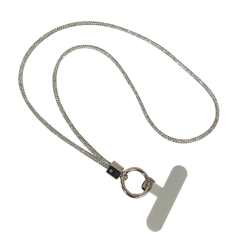 Phone strap long neck short wrist rhinestone women's luxury full diamond hanging chain clip type anti-loss