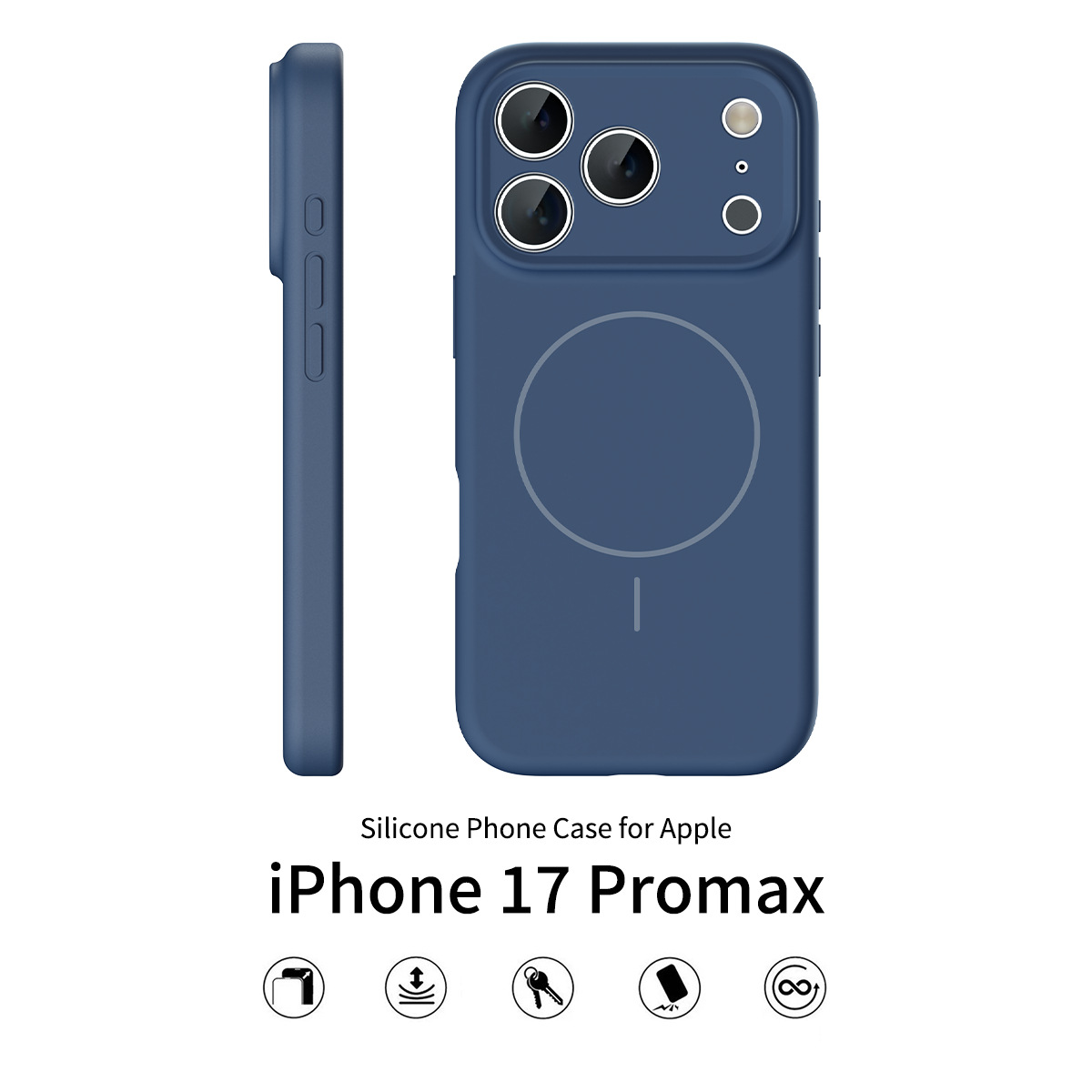Silicone case for iPhone 17 Pro Max solid color anti-falling