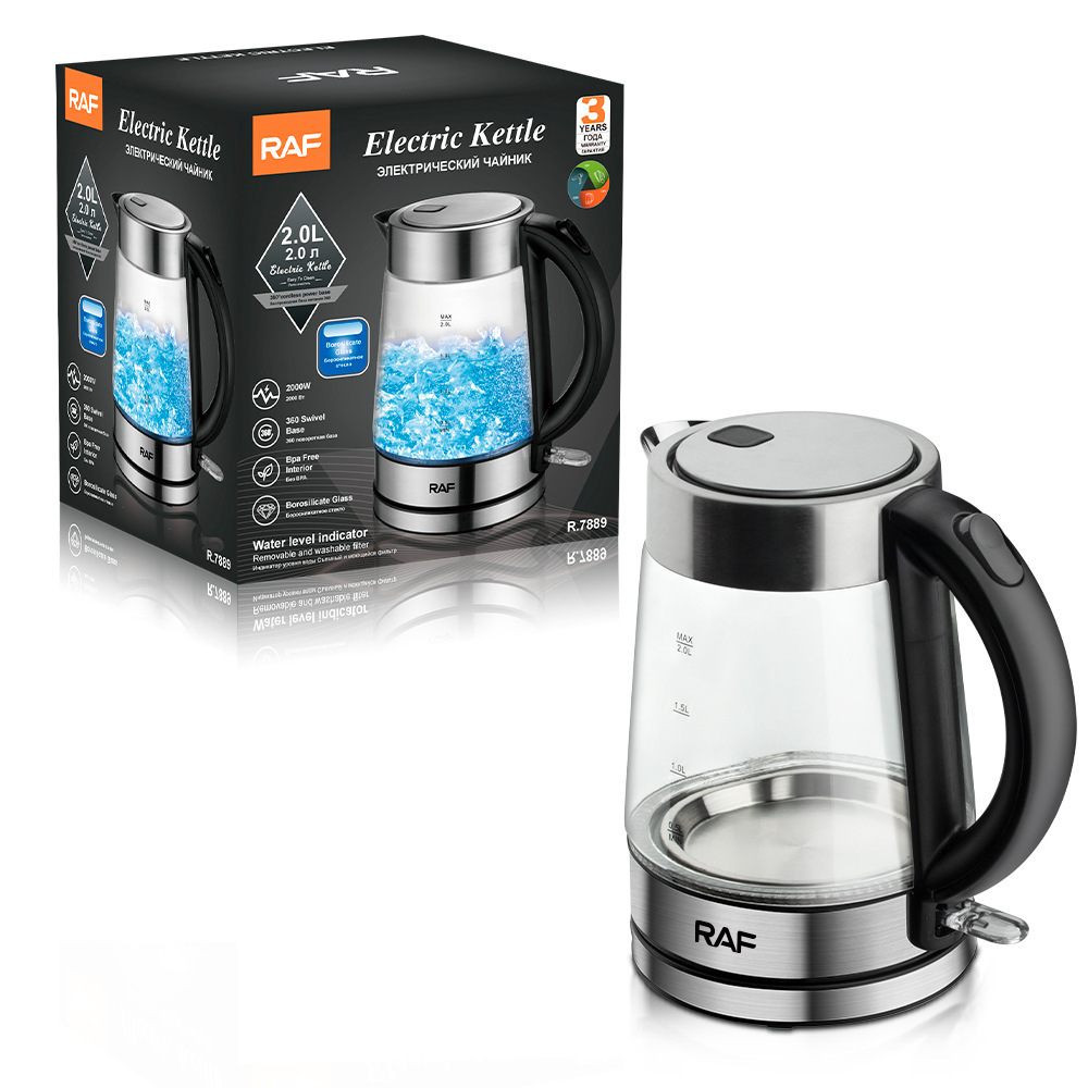 Electric Kettle Stainless Steel Tea Maker Food Grade Electric Kettle Auto Shut-off Water Boiler 2.0L
