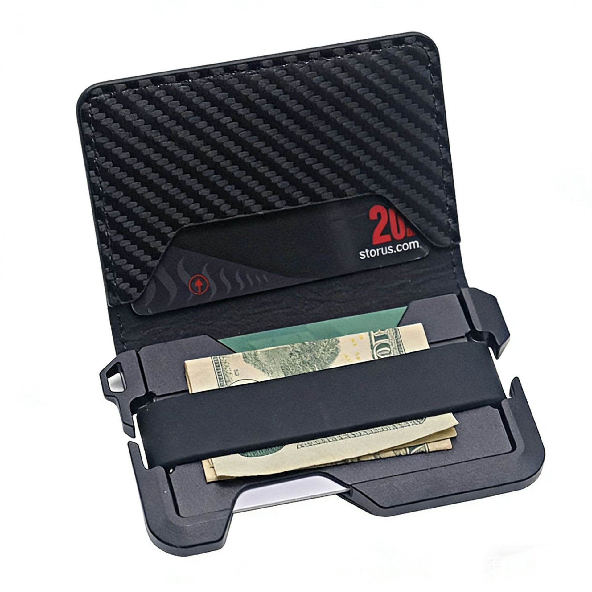 Carbon Fiber Key Ring Card Holder Men's Multi-functional Wallet RFID Metal Card Organizer New