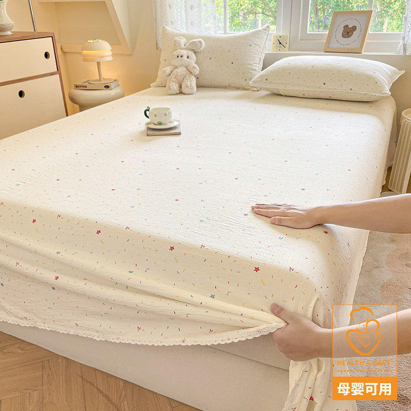 Class A mother-infant grade double-layer gauze bed sheet single piece 2026 new summer dormitory 1.5m quilt single pillowcase three-piece set 3
