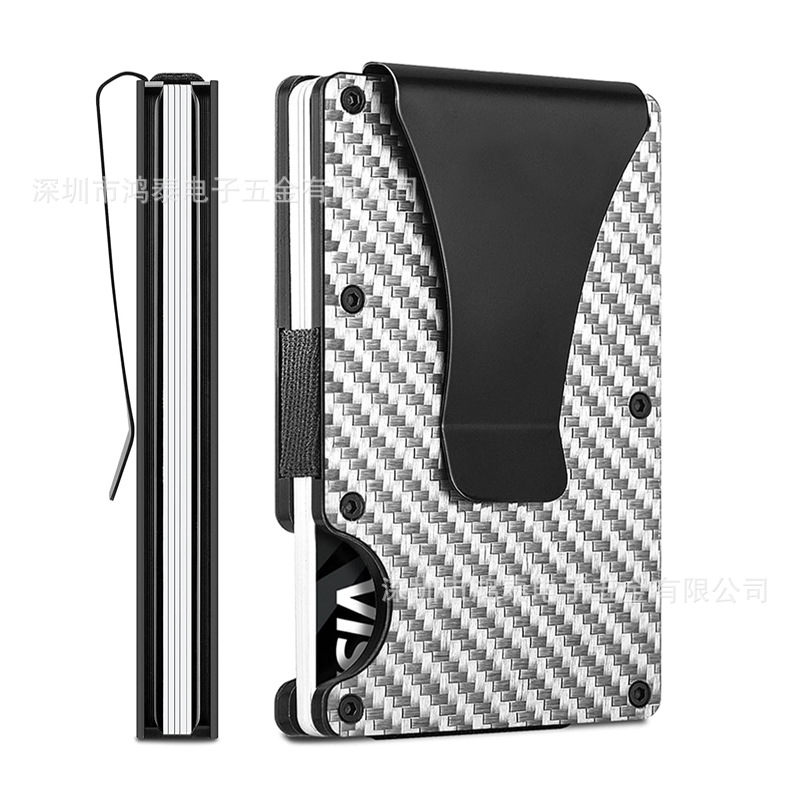 Carbon Fiber Card Holder RFID Anti-Theft Metal Card Clip Men's Minimalist Money Clip Wallet