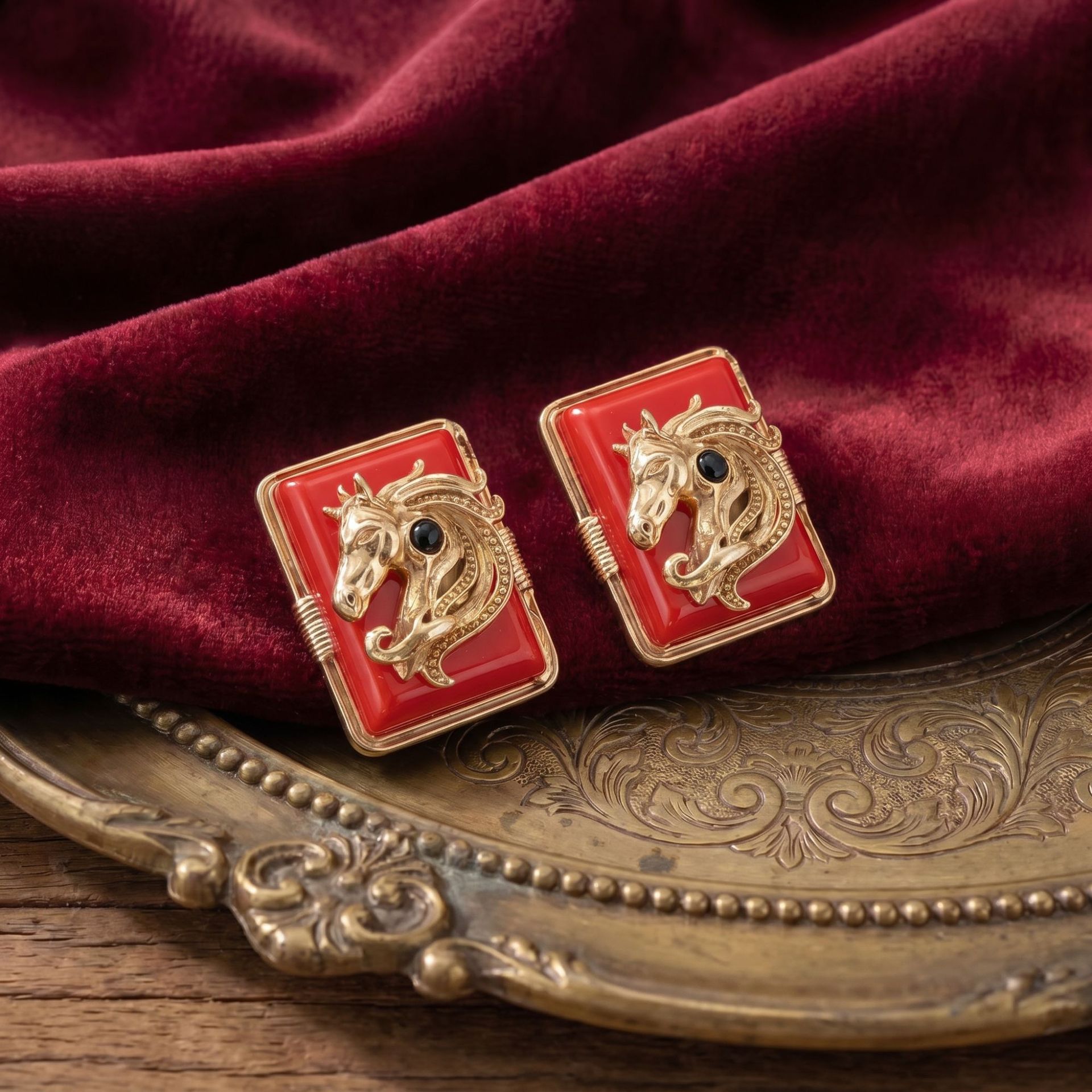 Qingdao vintage palace style twelve zodiac earring necklace ring set accessories women