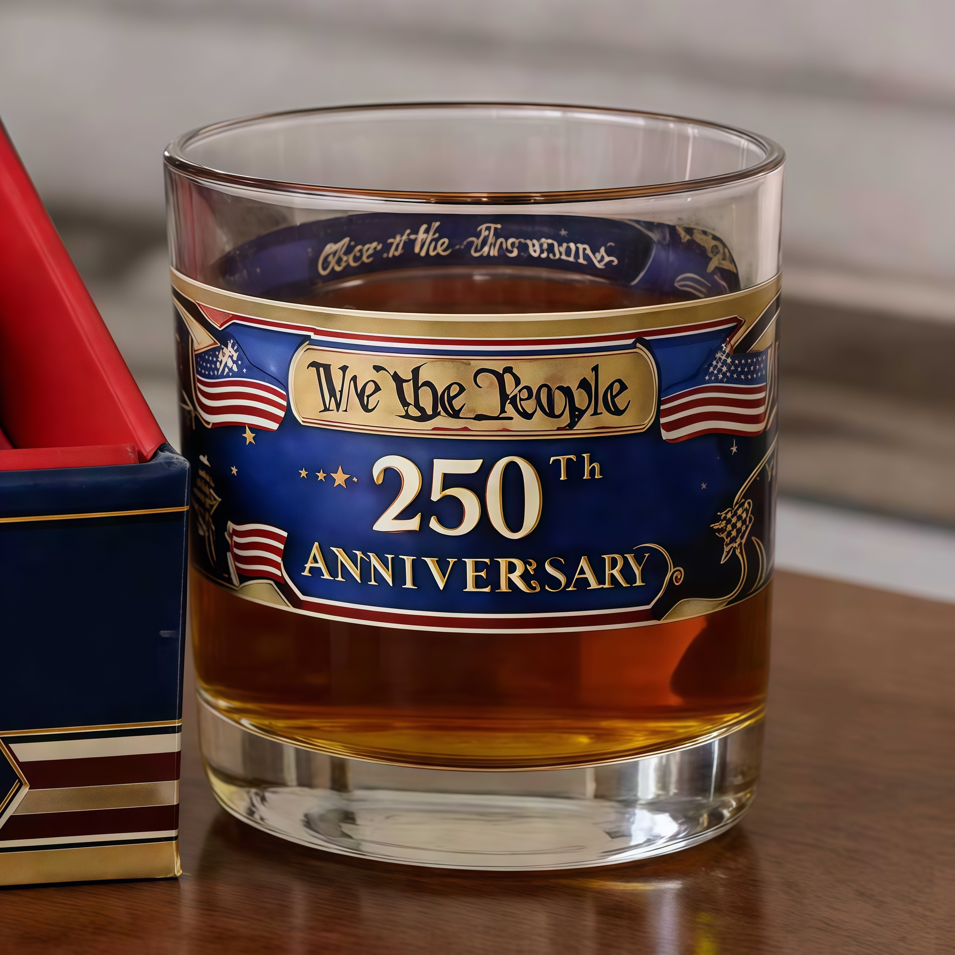 Safe packaging 250th anniversary glass wine glass glass chemical silk printing whiskey brandy