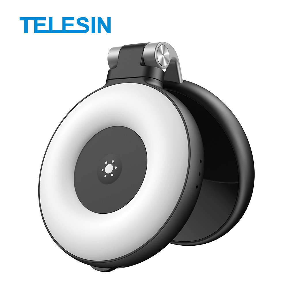 TELESIN Mini Phone Magnetic Beauty Fill Light Three Color Temperature Portable Selfie Mirror Rotating Stretch Pocket Light