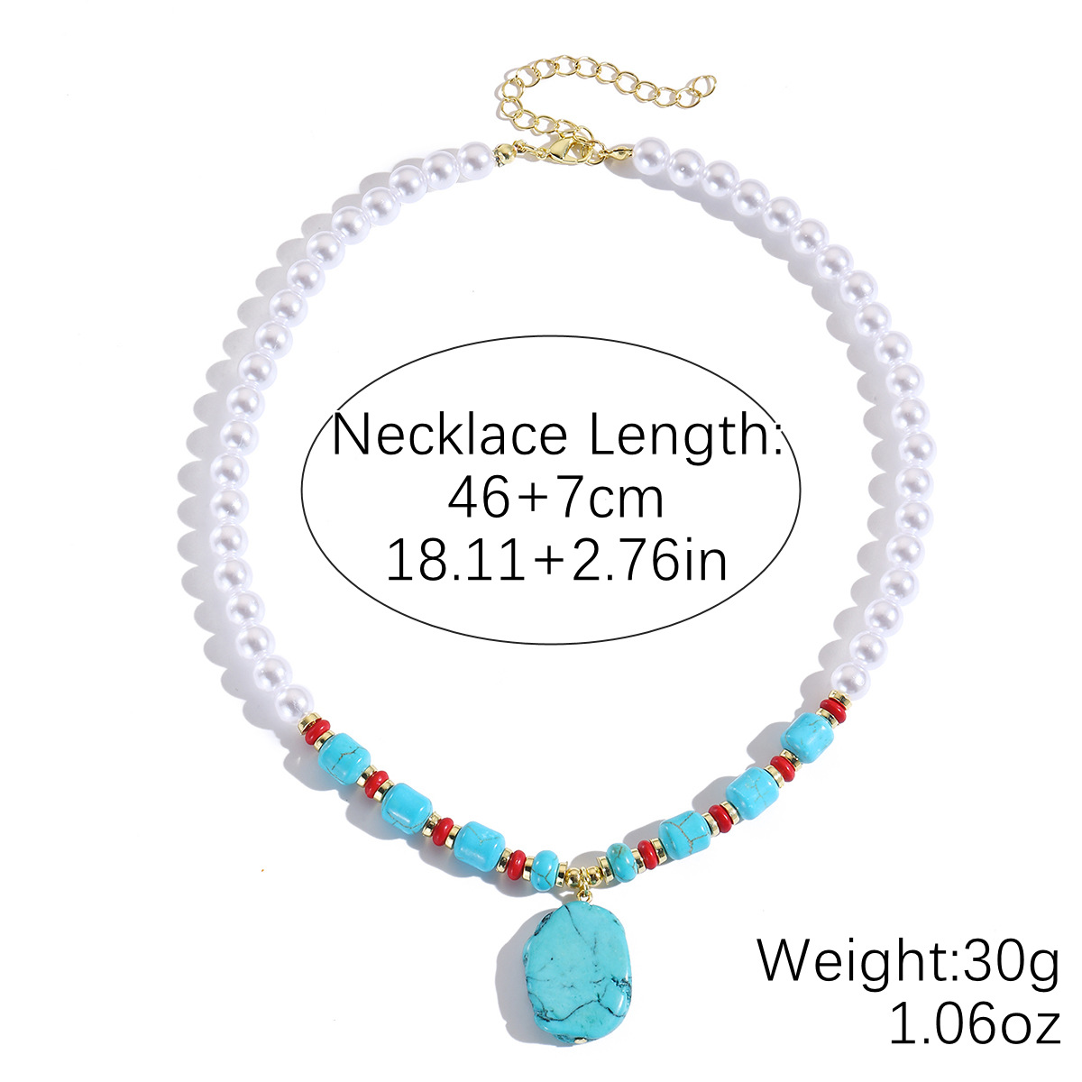 Turquoise necklace Bohemian ethnic style double-layer stacked drop turquoise necklace