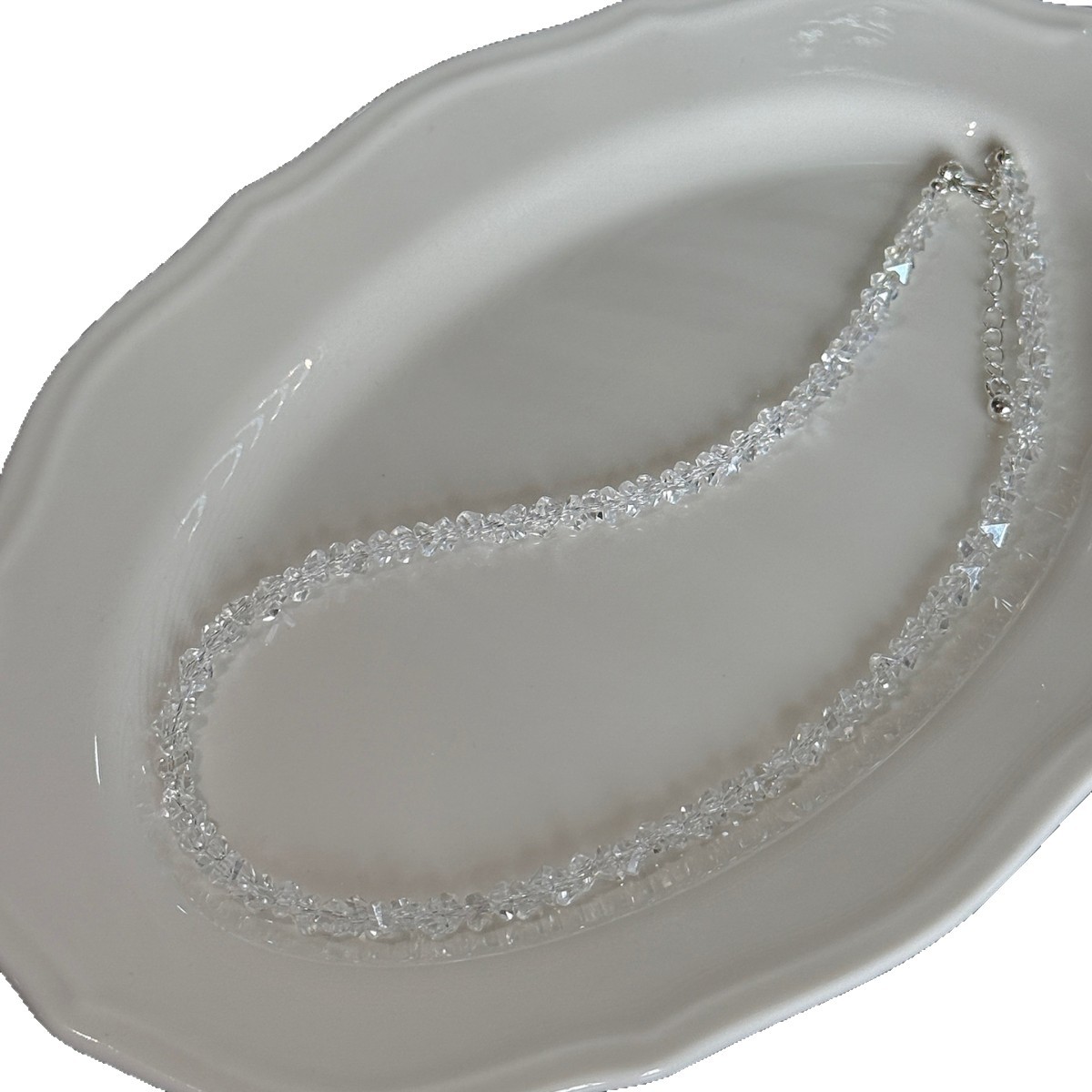 White crystal crushed ice sparkling glitter gravel锁骨 chain necklace for women