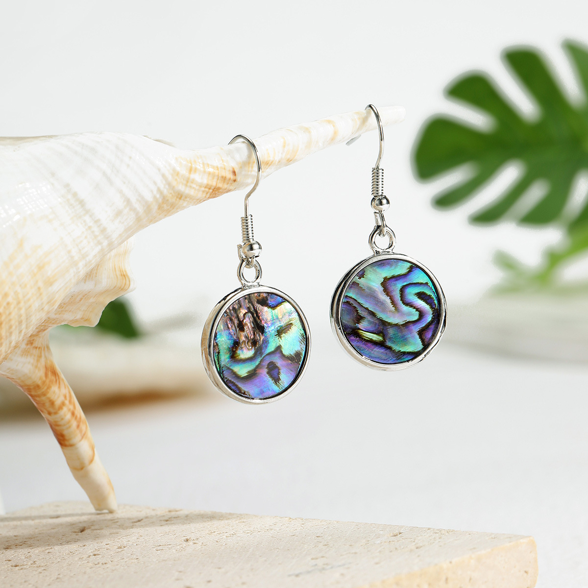 Geometric Natural Texture Abalone Shell Earrings Drop Earrings Accessories for Women