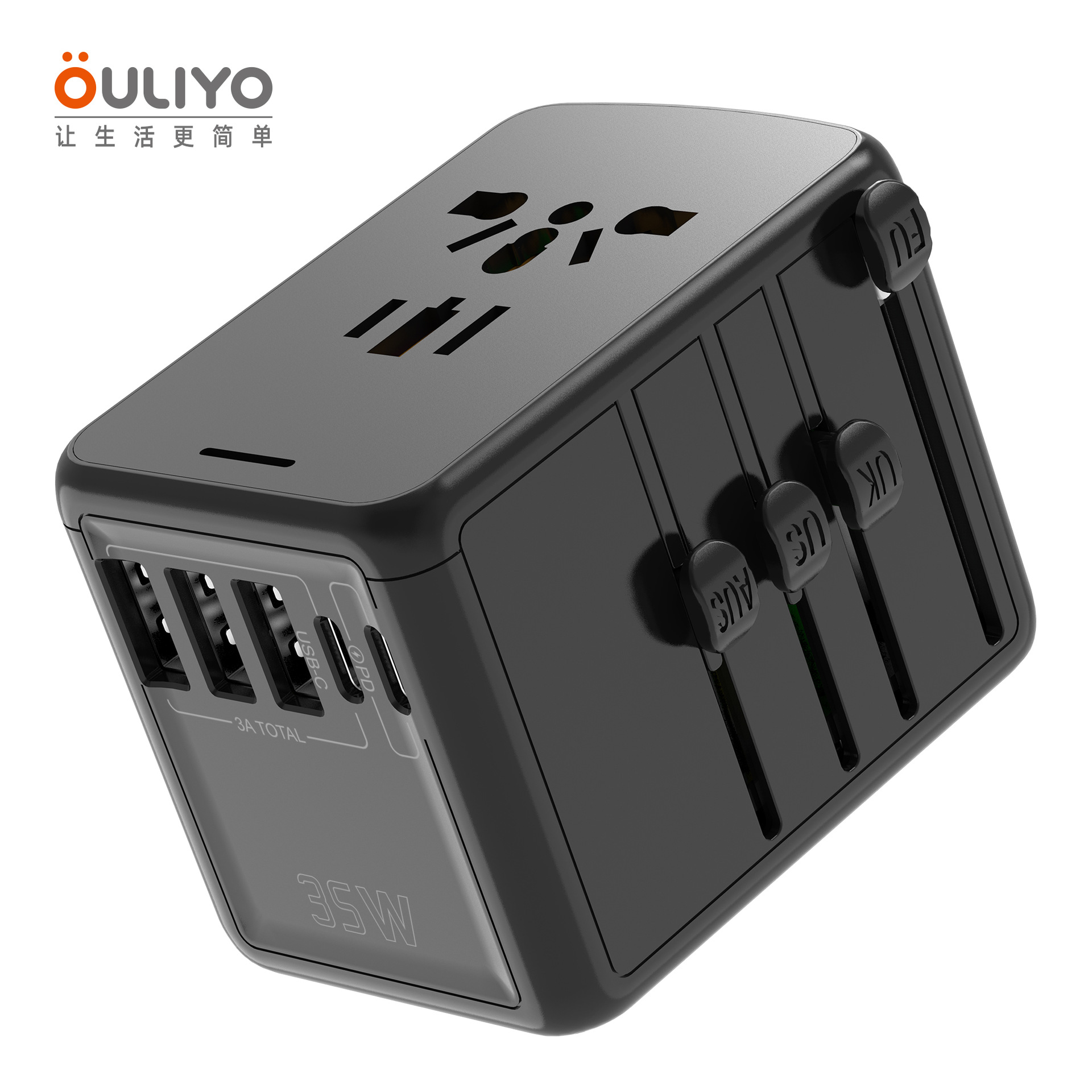 New PD35W Fast Charging Converter Socket 3A2C Travel Abroad Charging Adapter Plug