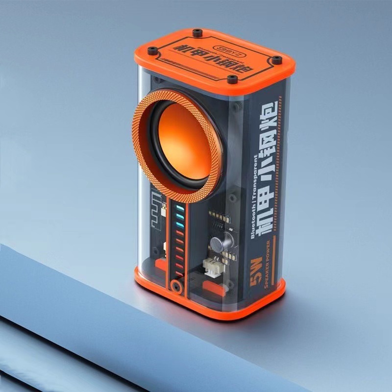 K07 transparent mecha subwoofer Bluetooth speaker sound and light rhythm subwoofer TWS pairing Bluetooth 5.0