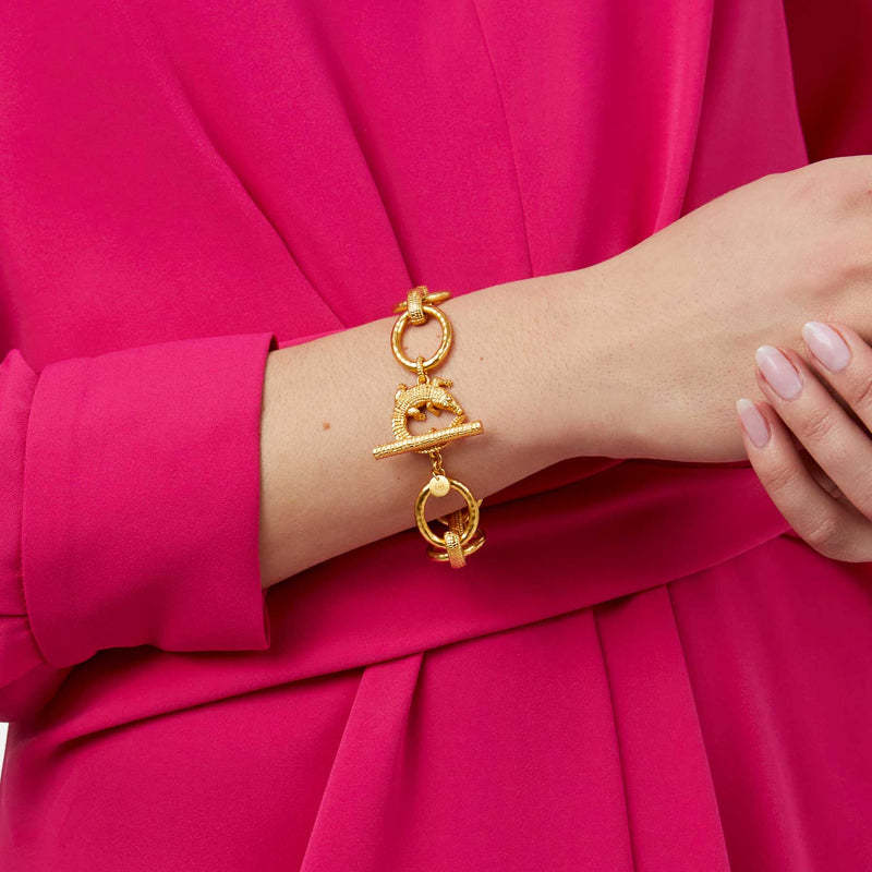 18K gold plated crocodile OT buckle bracelet semi-matte design style matte gold plated handmade
