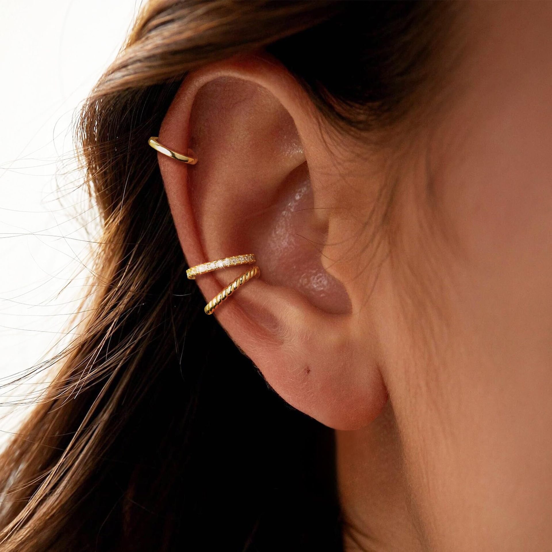 Zircon Wheat Ear Integrated Ear Cuff Earring Sparkling Leaf Ear Buckle Ear Jewelry
