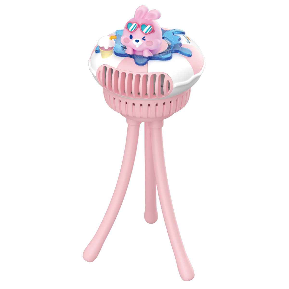 Cute Pet Swim Ring Baby Stroller Fan Octopus Handheld Portable USB Charging Outdoor Baby Stroller Electric Fan