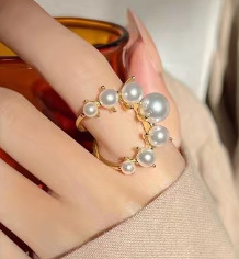 Carefully selected niche design joint ring simple pearl open