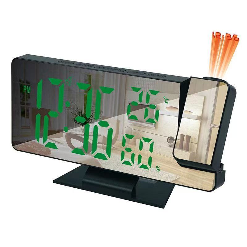 High-Definition Mirror Projection Clock Time Temperature Humidity Same Screen Display LED Large Screen Bedroom Bedside Multifunctional Glow Clock