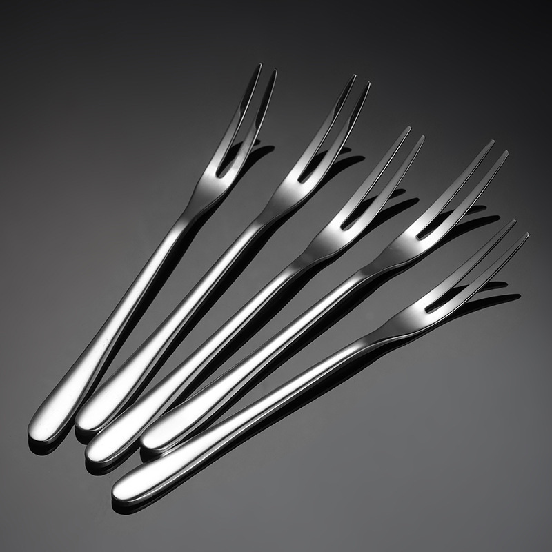 304 stainless steel fruit fork, two-prong fork, hotel household tableware, dessert, pastry, mooncake, dessert fork, tableware